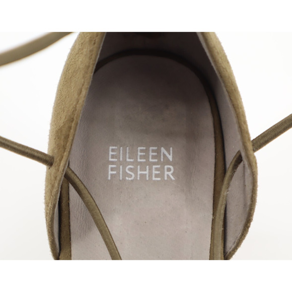 Eileen Fisher Women's Rope Ghillie Olive Green Suede Block Heels Sz 11 - Picture 6 of 8
